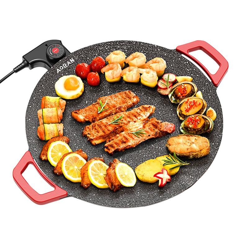 Portable Electric Korean BBQ Grill, indoor Smokeless GrillNon-stick Grill Pan, Adjustable Temperature Control,Nonstick Surface, Asador de Carne