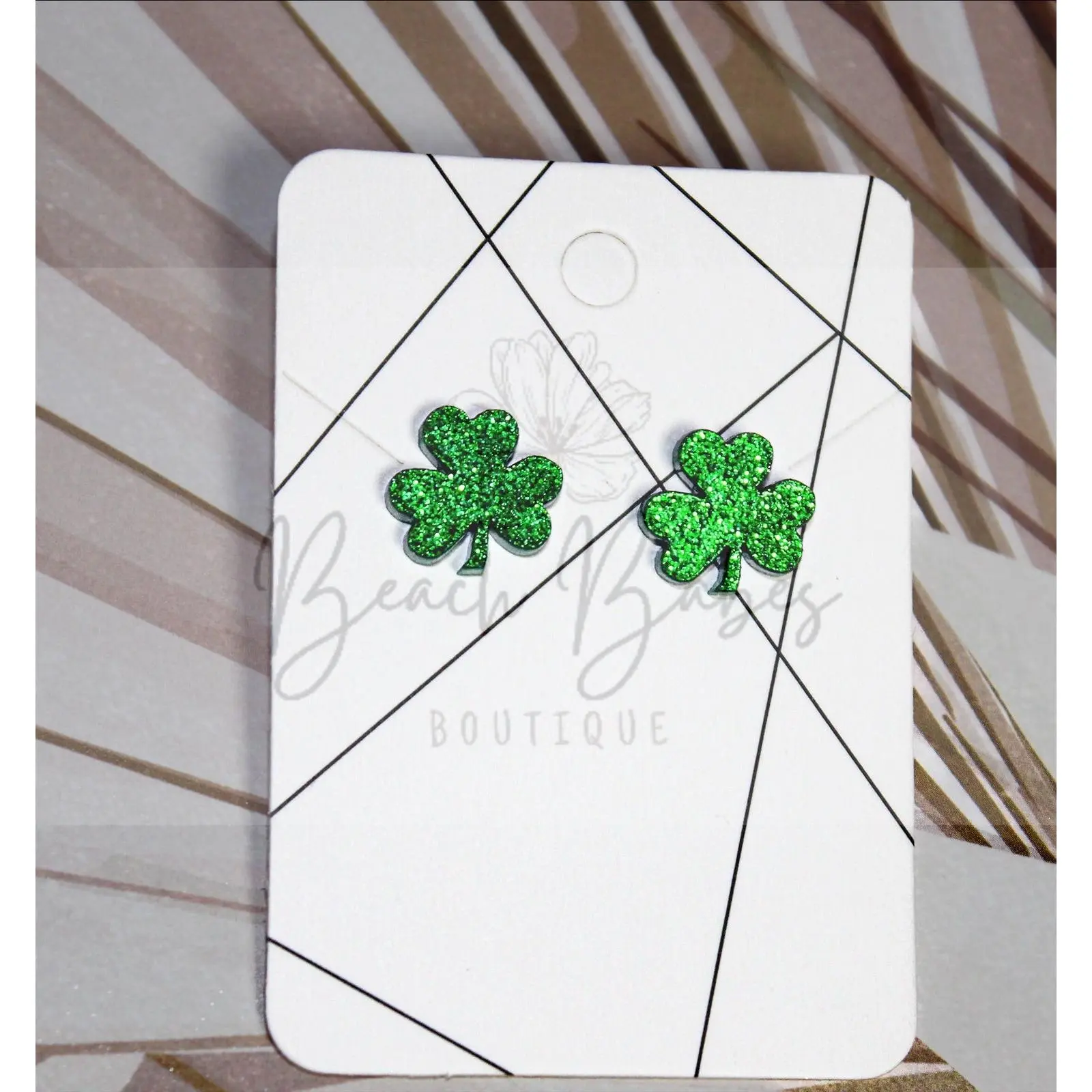 Shamrock Green Glitter Acrylic Studs Shamrock Green Glitter Acrylic Studs
