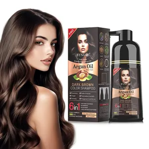 6-In-1 Hair Dye Shampoo Box Set, Hair Coloring, Natural Long-Lasting Color, Easy Application, Portable Home Use, Suitable for Men & Women