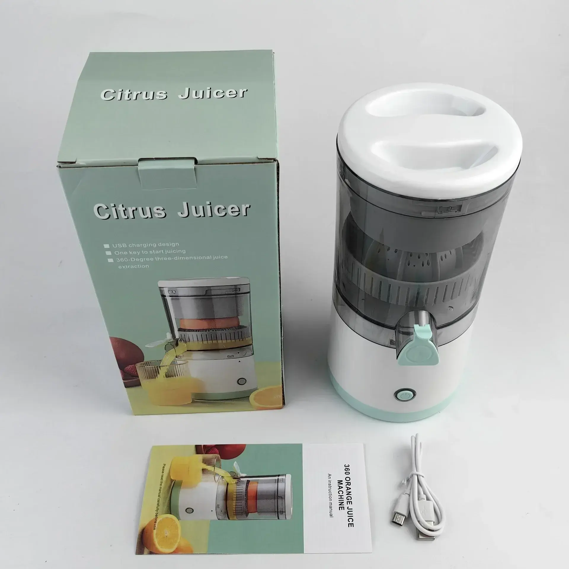 Portable Electric Citrus Juicer - ABS-Enhanced Mini Squeezer Mixer with USB Port, Fits Oranges, Lemons, Limes, Grapefruit, 1 x USB Cable, Ideal for Travel & Home Use, 138 X 112 X 237.5Mm