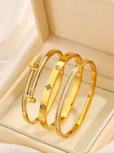 3 piece Exquisite Stylish Stainless Steel Elegant Fashion Bracelets Combo Set Unisex Fashion Jewelry Suitable for Daily Layering Holiday Gifting