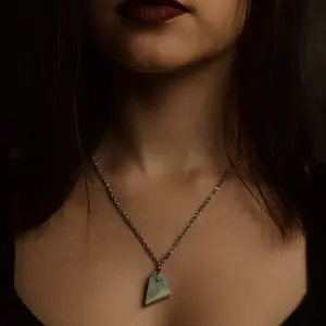 Larimar Necklace Pendant - Elegant Heart-Shaped Blue Gemstone with Adjustable Chain for Women's Fashion Jewelry