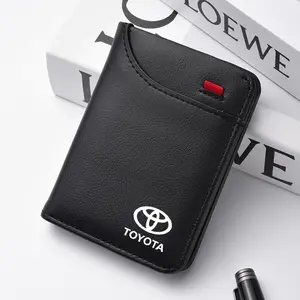 Car Leather Mini Credit Card Purse, Soft Portable Small Wallet, Wallet Card Holder, Compatible with Toyota Corolla, Land Cruiser, Camry, Rav4