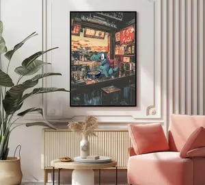 Totodile Ramen Series Print, Japanese Style Art, Ramen Noodles Design, Anime Wall Decor, Unframed Home Art