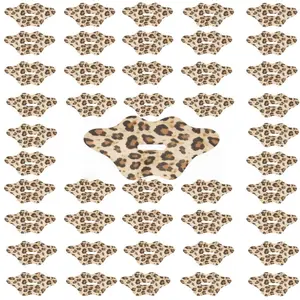 50pcs Leopard & Cherry Print Mouth Patches, Gentle Adhesive Lip Strips for Overnight Comfort, Stylish Oral Care Essentials