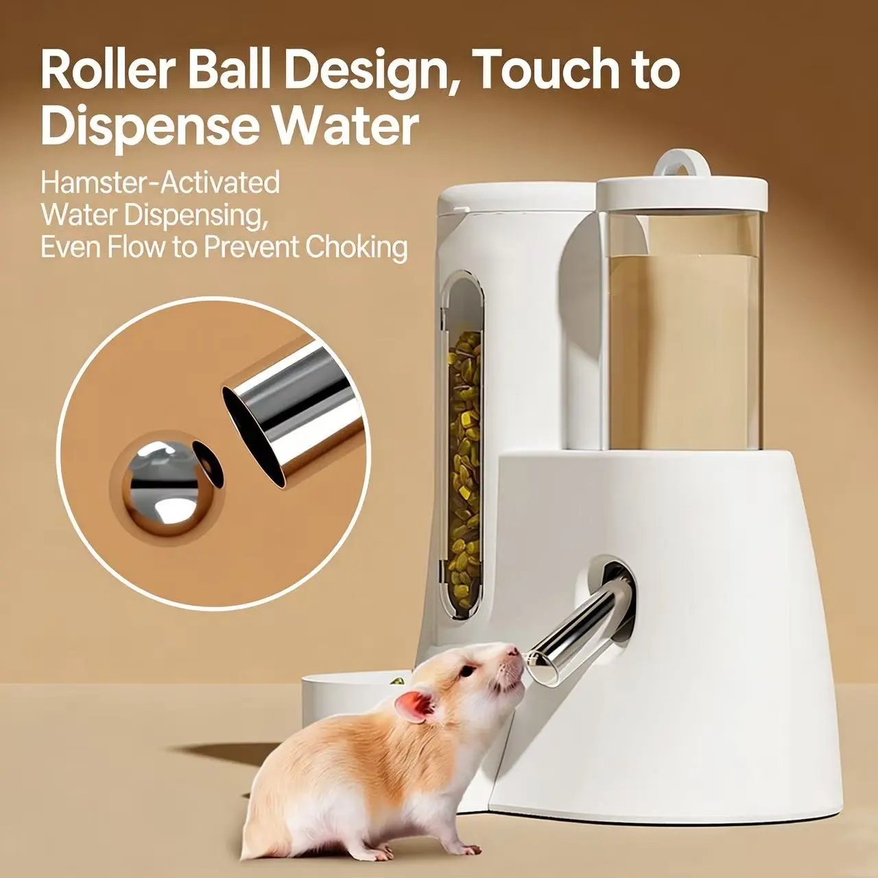 New Hamster Pet Water Bottle with Rolling Ball Drinker Leak-Proof Vertical Design Hanging Water Bottle & Food Bowl 2-in-1 Feeding Water Feeder Kit