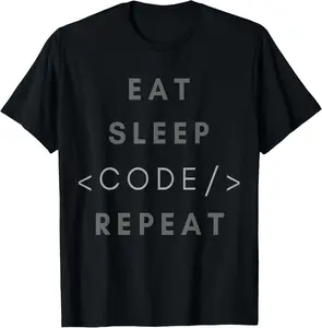 100% Cotton Eat Sleep Code Repeat Funny Programming Coding Gift Shirt T-Shirt