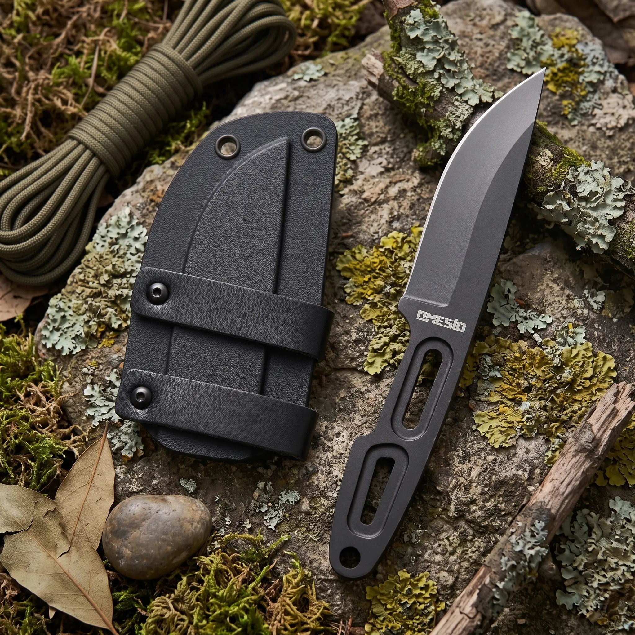 Omesio Compact Minimalist EDC Survival Utility Cutter with Protective Case - 5Cr13MoV Stainless Steel Solid Core Pocket Knife, Belt Carry Versatile Tool for Adults’ Outdoor Tasks, EDC Outdoor Gadget Survival Hand Tool Camping Accessory