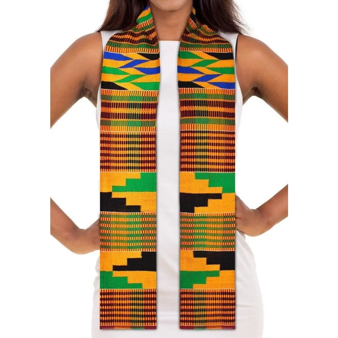 Traditional Double Weave Kente Cloth Scarf Sash