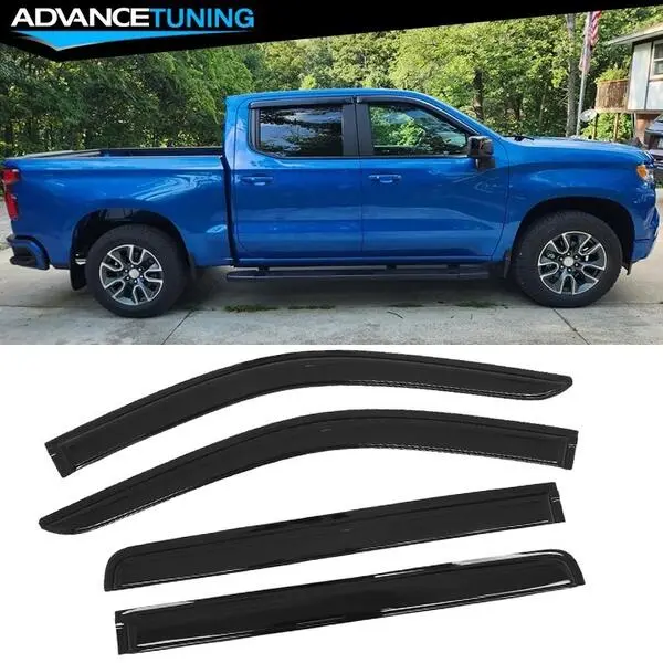 For 19-26 Chevy Silverado & GMC Sierra 1500 Crew Cab Window Visors Sun Guards