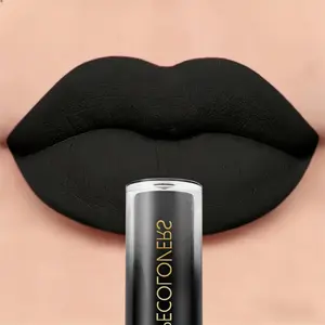 1PC Matte Black Lip Glaze - Waterproof ,Long-Lasting, Non-Stick, Rich Color, Metallic Tube Packaging for All Skin Types ，Cosplay Makeup, Alternative Fashion, Cosplay Enthusiasts, Lipgloss