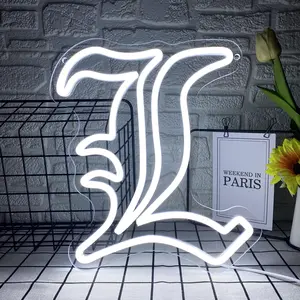 Death Note Neon Sign Letter L Shaped Neon Sign, USB Powered LED Neon Light, Wall Decor, Decorative Neon Sign for Home Party Decoration, Home Decoration Lamp