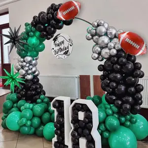144pcs Football Balloon Arch Kit with Mylar Starburst Balloons for Super Bowl or Football Party