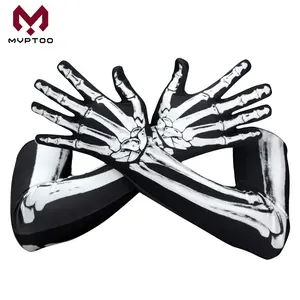 MVPTOO Skeleton Gloves Arm Sleeves Gloves Soft Breathable Long Gloves for Halloween Party Ghost Cosplay Men Women