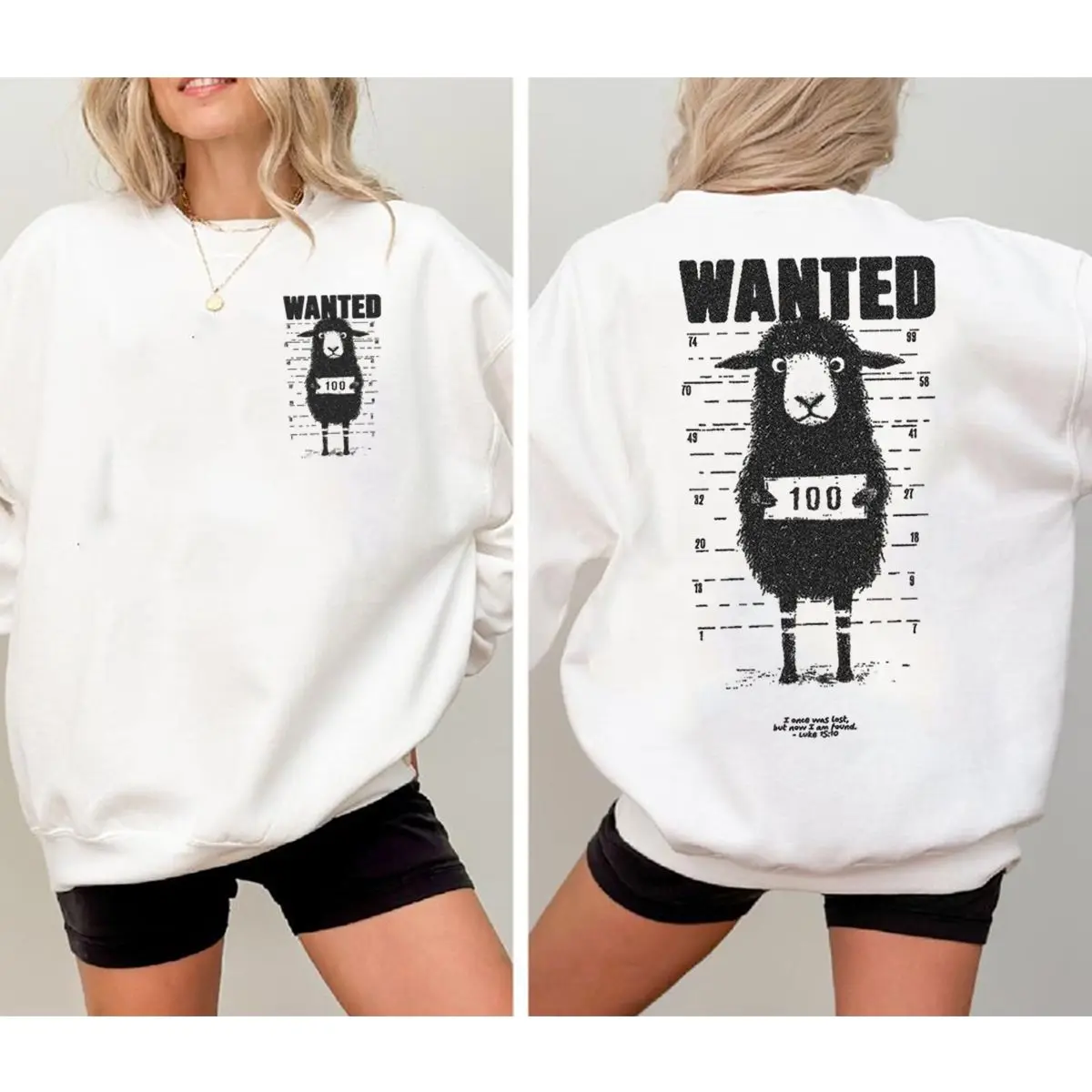 Wanted Sweatshirt Luke 15:10 Lost Sheep Christian, Funny Faith Pullover for Women Men, Religious Parable Inspired Design Trendy Christmas Gift for Christians Crewneck