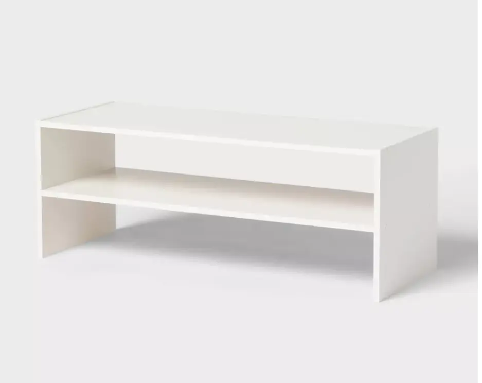 White 31 Inch Stackable Shoe Rack, 2-Tier Open Storage Shelf Organizer for Closet Entryway Bedroom Dorm, Freestanding Space Saving Shoe Holder