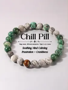 Natural Stone Crystal Vintage Forest Turquoise Tiger Eye Stone Bracelet, Fashionable and Versatile Design Suitable for Wearing at Any Time, Gift for Friends, Healing Crystal Bracelet