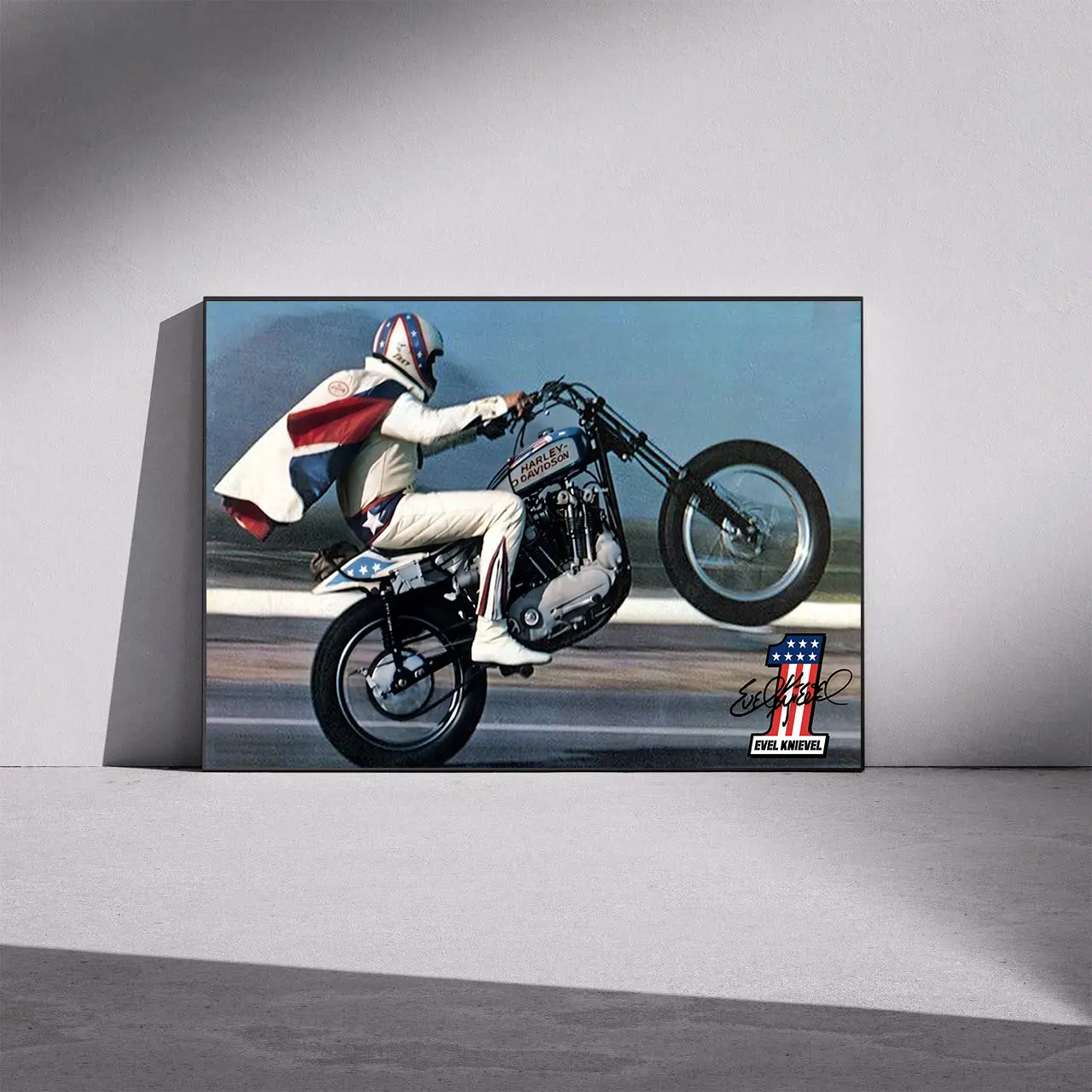 [NO FRAME] Evel Knievel Motorcycle Poster, Live Hard Ride Fast Wall Art, American Stunt Rider Decor Home, Biker Gift