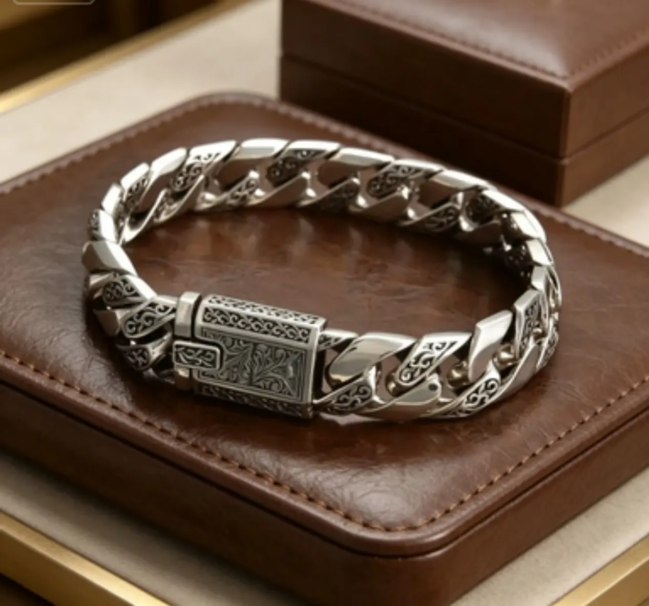 Vintage Punk Bracelet for Men, Solid Stainless Steel Chain, Heavy Metal Craft Accessory for Daily Casual and Party Wear, Bracelets, Chain Bracelet