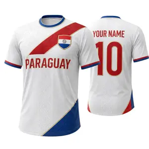 Paraguay Soccer Jersey Custom Name Number Men's Jersey, Paraguayan Flag Football Shirt For Fans 3D Round neck Jersey, Football Shirt  Jersey, Soccer Team Jersey, Oversized Vintage Jersey, Soccer Merch, Gift for Soccer Fans