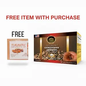 Eternal Spirit Gourmet Ganoderma Reishi 4-in-1 Coffee Latte 15 Sachets Bean Beverage with Health Benefits US Made Free Turmeric Soap