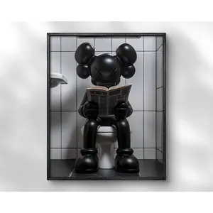 KAWS Toilet Poster |   Cute & Funny Hypebeast Canvas Wall Art for Boys Room & Gaming Setup