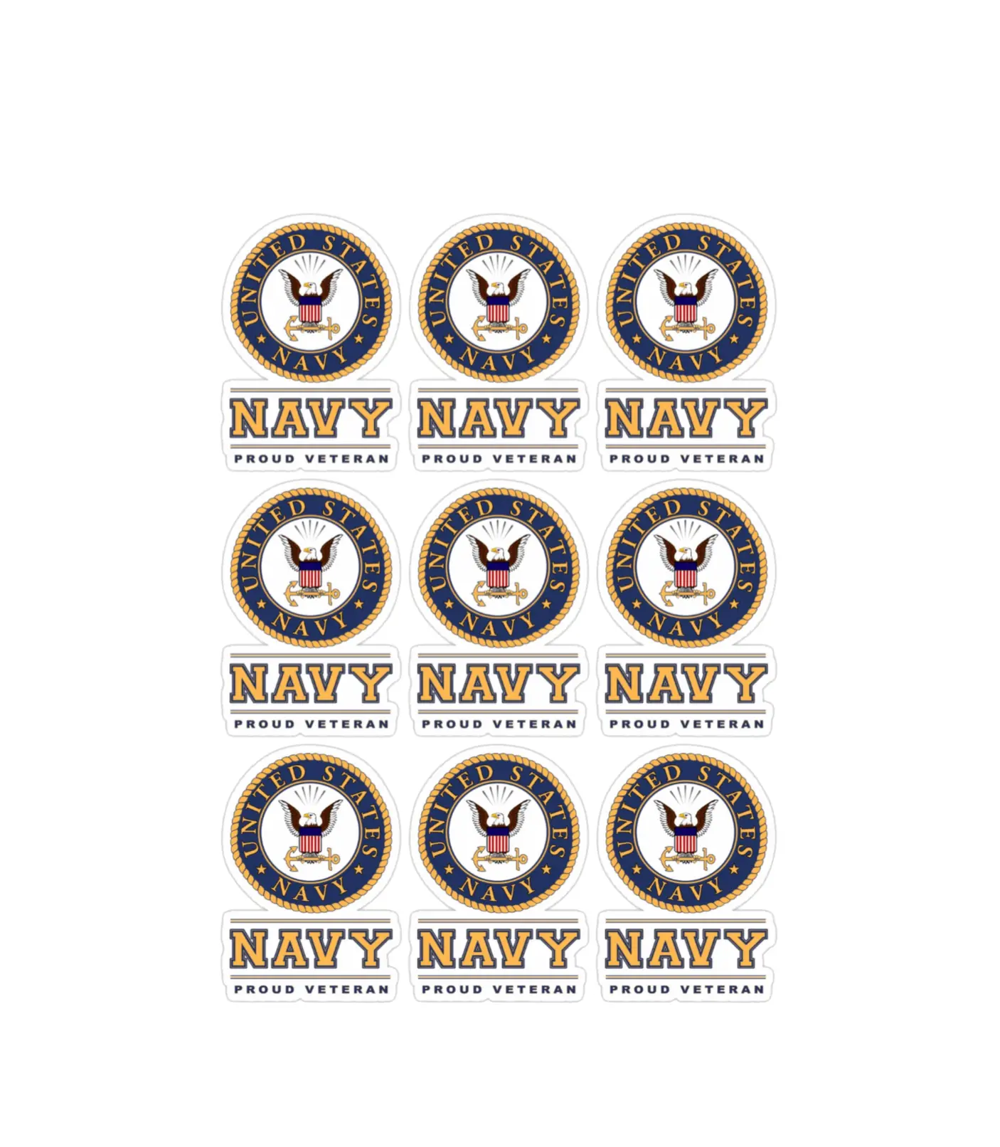 UNITED STATES NAVY PROUD VETERAN LAMINATED VINYL STICKERS