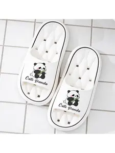 Cute Panda Holding Bamboo Print Hollow Out Sole Slippers Unisex Soft Sole Slides Non-slip Bathroom Shower Slippers For Indoor Home Wear Lightweight Breathable Slides For Outdoor Beach Vacation Cartoon
