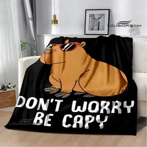 The Capybara Club Anime Blanket Flannel Cozy Blanket Throw Cubre Cama Warm Blanket Suitable for Home, Office, Travel, Camping, and Car Use, Perfect Gift