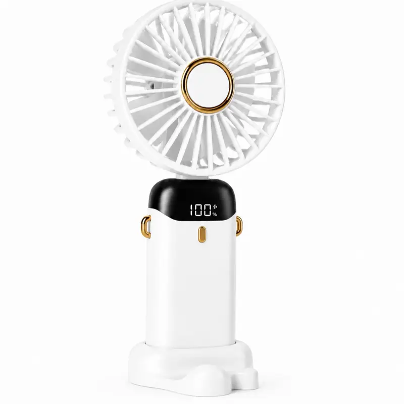 Cordless Adjustable AC Cooling Fan - Lightweight White Rechargeable Travel Portable Fan, 3-Speed Reversible Control Household Appliance for Home, Outdoor Use to Beat the Heat