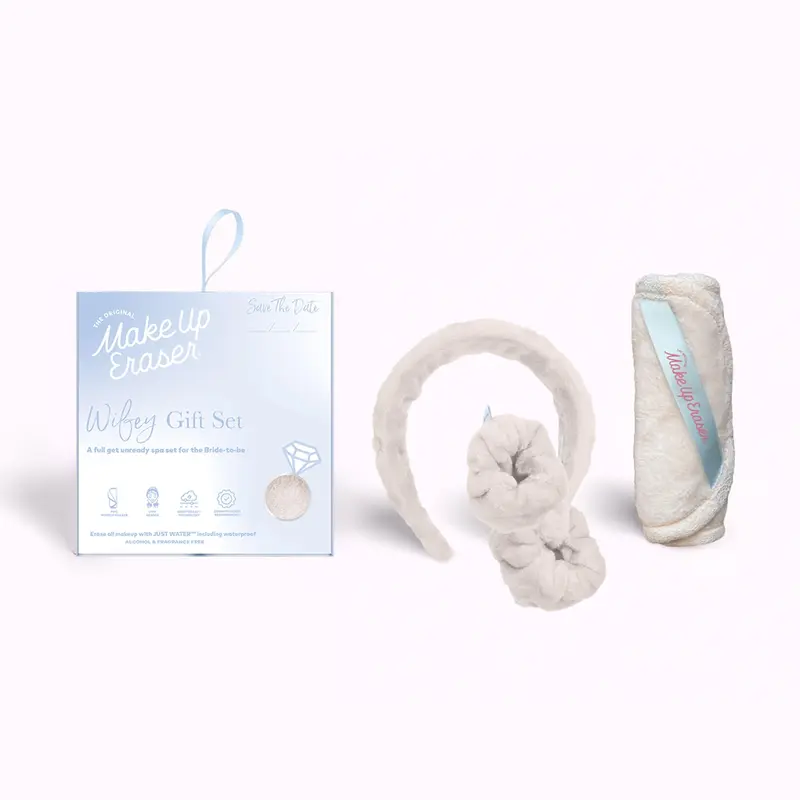MakeUp Eraser Wifey 4pc Gift Set - Bridal Gift Set, Erase Makeup with JUST WATER, Reusable & Machine Washable Makeup Remover