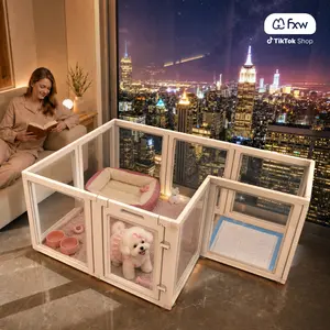 FXW AuraSpace Acrylic Indoor Dog Playpen - Puppy Play Pen, Enclosure for Small to Medium Dogs