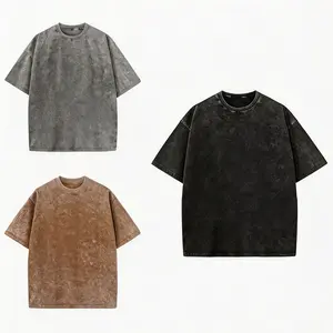 3 Pack Oversized Tshirts for Men Gym Vintage Heavyweight T Shirts Cotton Workout Acid Wash Baggy Tees unisex short-sleeved casual loose-fitting basic washed T-shirt
