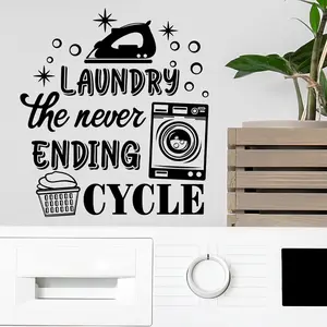 1 piece of fun laundry themed stickers, humorous home decor stickers, self-adhesive detachable PVC material suitable for room decoration, wallpaper, bedroom decoration, wall decoration, home decoration