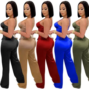 New Sexy Jumpsuits Straight Trousers Recreational Temperamen Fabric Spandex