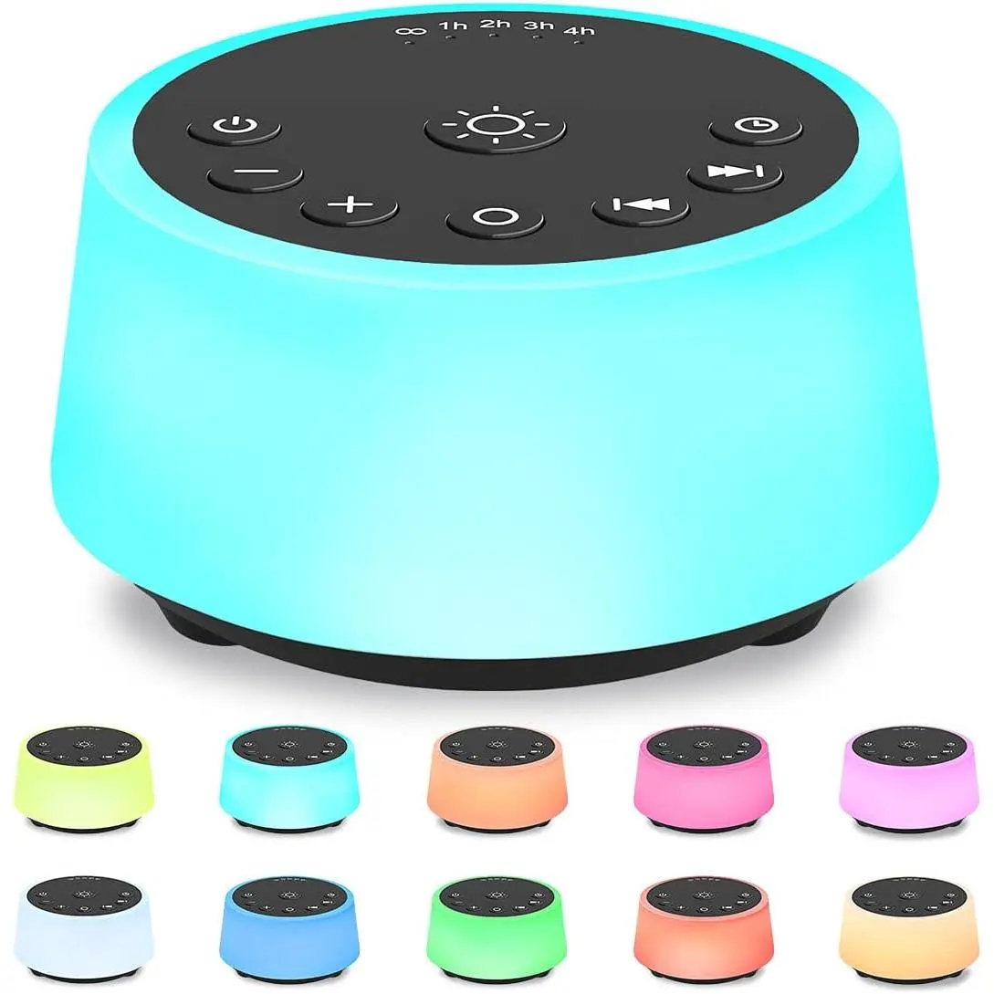 White Noise Machine - Sleep Aid with 10-Color Night Light, 25 Soothing Sounds, Adjustable Brightness, Auto-Off Timer & Memory Function for Adults & Babies, Sleep Aid For Adults, Kids & Babies, Audios, 32 Volume Levels