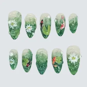 Tropical Beach 3D Press On Nails | Ocean-Inspired Designs with Flowers, Seashells, and Starfish | Handmade Press On Nails Damontaerichmond