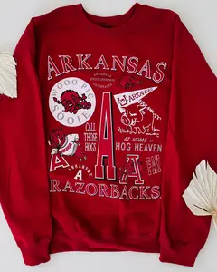 Arkansas Razorback Collage Red T-Shirt & Sweatshirt