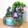 Indoor Modern Green Rockery Fountain with Goldfish Waterfall - 4-Color Mood Light, Feng Shui Fortune Enhancer, Stress Relief Stone Decor, Stable 11.8"-Base, 30x20x30cm, Meditation Ornament, Table Ornament (Desk & Room Use)