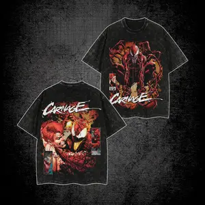 Carnage Premium Acid Washed Shirt, Red Symbiote Graphic Shirt, Villain Shirt, Character Comics Fans Shirt, Supervillain T-Shirt, Comic Book Fans T-Shirt, Graphic Tee