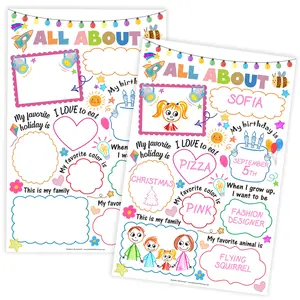 DeeDee's Workshop 25 All About Me Classroom Posters - 11 x 17 inches, Full Color Educational Wall Art for Students (English)