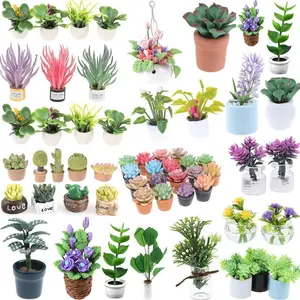 Mini Tree Potted For Green Plant In Pot Simulation Potted plants 1:12 Dollhouse Miniature Doll House Furniture Home Decoration