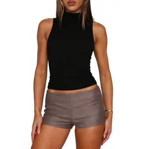 Women's Micro Shorts Low Waist Booty Shorts Back Zipper Mini Shorts Stretch Skinny Hot Pants Elegant Dressy Shorts Party Clubwear OutfitsFitted Casual Suit Shorts