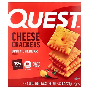 Quest Nutrition Cheese Crackers, Spicy Cheddar, 4 Bags 1.06 oz (30 g) Each