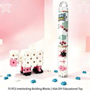 3-Pack Set  75Pcs Mini Animal Interlocking Building Blocks, DIY Desk Decor STEM Toy For Kids