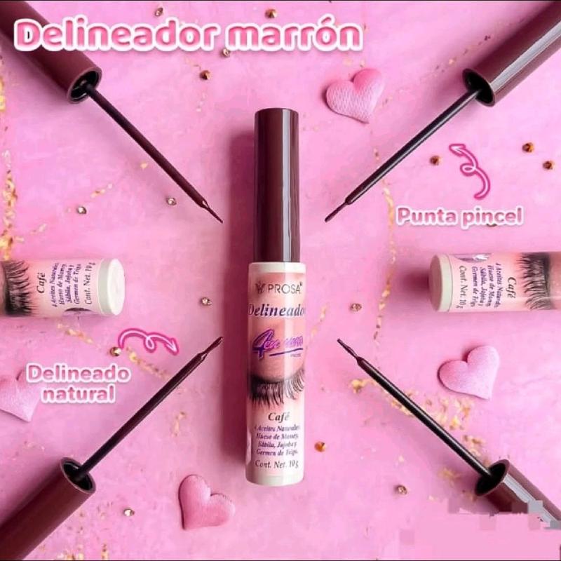 TRIO Bundle Collection BROWN (CAFE) Prosa - 4 en 1 Classic Mascara Brown, Mascara ProfessionalSilicone Brown,  and Eyeliner Brown,the bundle Mascara and eyeliner Makeup Set