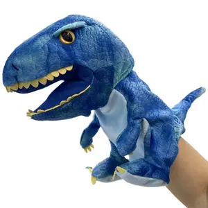 Big Mouth Dinosaur Plush Toy Hand Puppet for Students Cartoon Animal Doll Blue T Rex Design