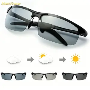 HD Polarized Photochromic Sunglasses UV400 Protection, Unisex 2025 Summer Retro Oversized Simple Square Frame Fashion Accessories, Outdoor Sports Driving, Fishing, Golf, Running, Climbing Day Night Safety Glasses