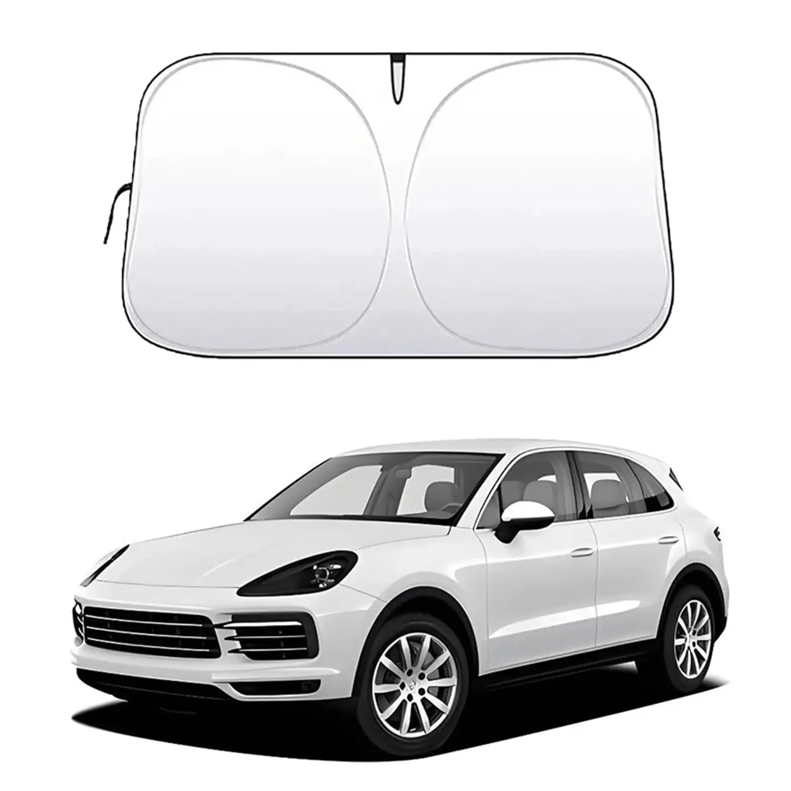 Front Windshield Car Window Shade - Foldable, Reflective, Durable, UV-Protective, Heat-Blocking Visor-Mounted Cover, Front Window Shade Device, Universal Fit for Cars, Trucks, SUVs (57×31.5in), Durable Sun Shade, Car Window Shades
