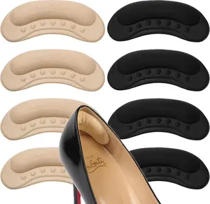 Heel Pads for Shoes that are Too Big, Heel Grips & Cushion Inserts for Women and Men, Non-Slip Heel Protectors to Prevent Blisters, Heel Slipping, Friction and Pain (4 Pairs, Beige/Black)